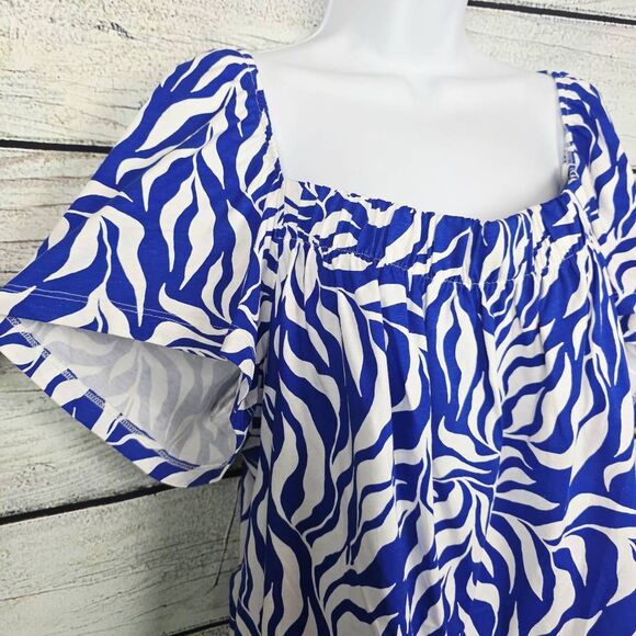 H&M Blue White Zebra Puff Sleeve Top XXL (NWT) - Picture 3 of 8